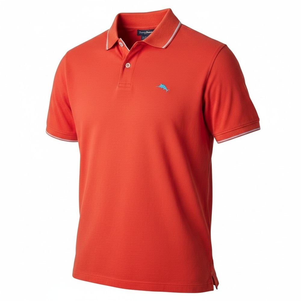 Tommy Bahama Mens XL Emfielder Polo Shirt Red Short Sleeve Marlin Logo‎